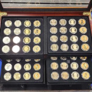 Glass Cover Wooden Presidential Coin Collectors Display Case
