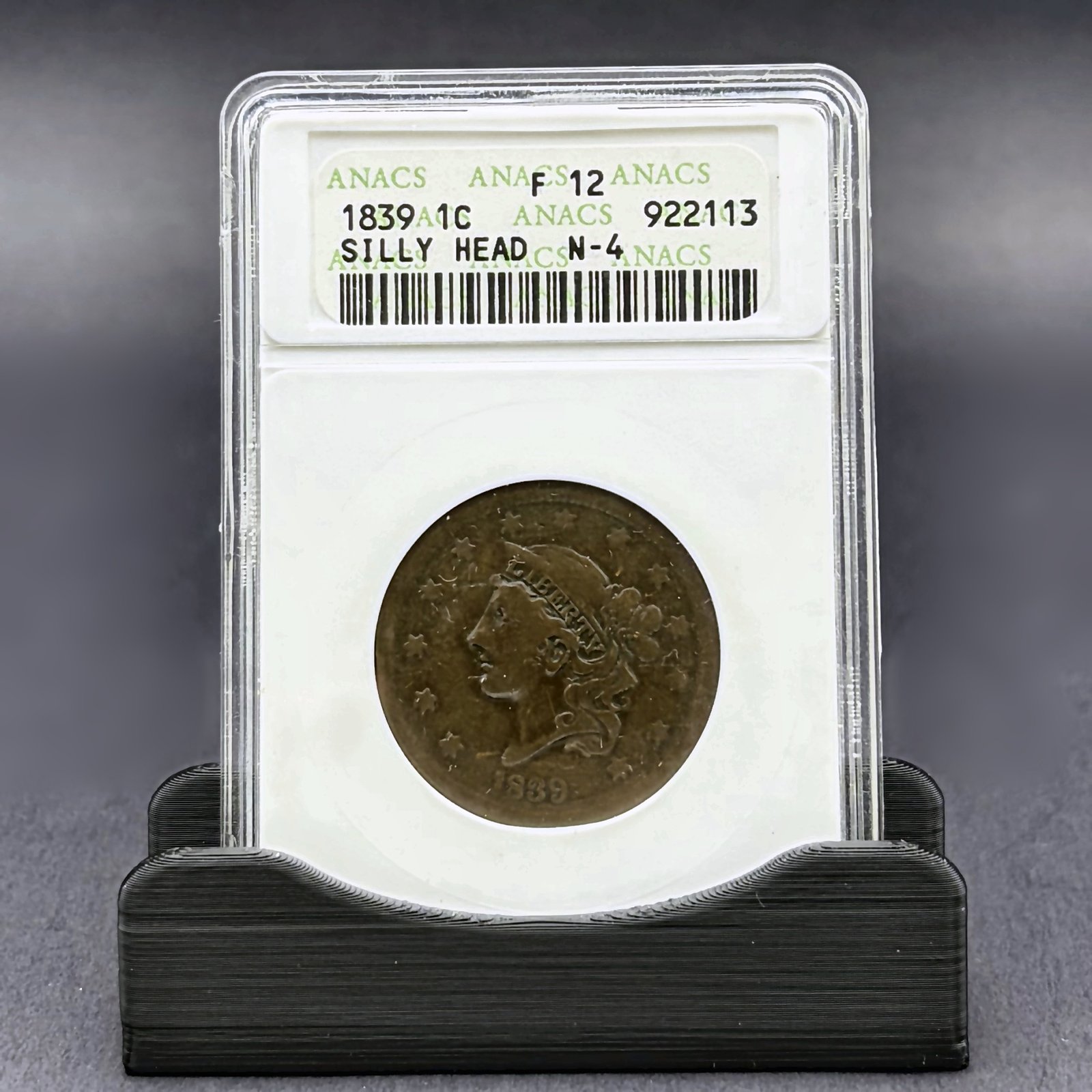 1839 "Silly Head" Coronet Head Large Cent F12 - 1C